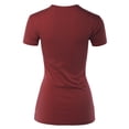thumbnail image 3 of A2Y Women's Junior Fit Basic Solid Cotton Short Sleeve Crew Neck T Shirt Tee Tops Cabernet S, 3 of 5