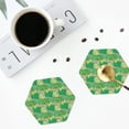 thumbnail image 4 of Honeii Crocodile And Bush print Leather Coaster Set of 4, ideal for safeguarding your furniture from drinks spills and effortless cleanup-Hexagon, 4 of 6