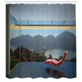 thumbnail image 3 of Ambesonne Scenery Shower Curtain, Tropical Island Flowers, 69"Wx84"L, Charcoal Grey Green, 3 of 3