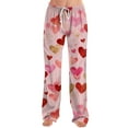 thumbnail image 4 of Fgvctg Valentine's Day Pajama Pants for Women Fashion Sleepwear Wide Leg Pajama Heart Graphic High Waisted Pjs Pant Plus Size Fall Spring Drawstring Lounge Pants with Pockets Light pink M, 4 of 6