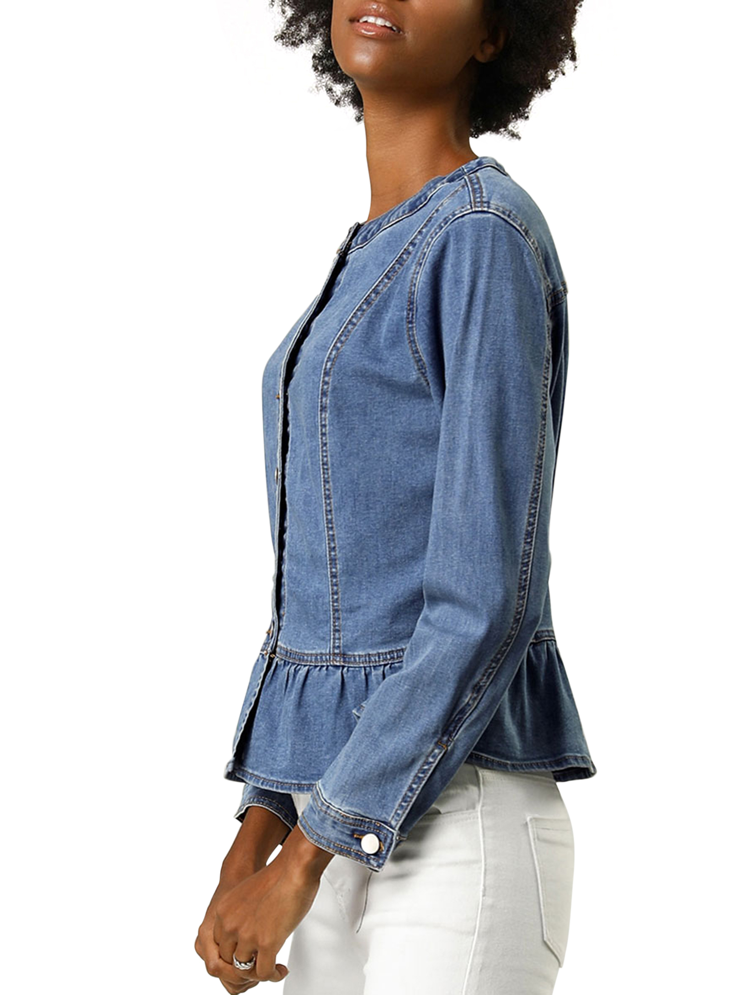 Jackets Peplum Button Ruffle Hem 