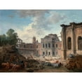 thumbnail image 2 of Hubert Robert 14x12 Black Ornate Wood Framed Double Matted Museum Art Print Titled: Demolition of the Chateau of Meudon (1806), 2 of 5