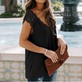thumbnail image 4 of Camiseta de mujer Encaje Cuello en V Sin mangas Casual Loose Girl Summer Top, Negro, S Speravity AP001333-01, 4 of 7