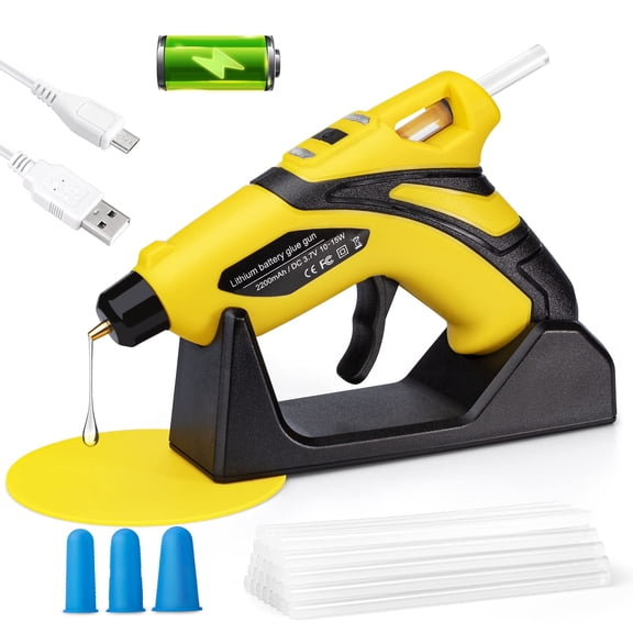 Cordless Fast Preheating Hot Glue Gun Kit with 30PCS Glue Sticks (7mmx150mm), USB Rechargeable & Smart Power-Off Cordless Hot Melt Glue Gun for Quick Repairs, DIY & Xmas