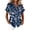 Blue, variant on Womens Hawaiian Shirts Dressy Floral Printed Short Sleeve Button Down Blouse Summer Tropical Beach Tops