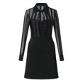 thumbnail image 3 of Vestidos de moda para mujer Vestidos irregulares con cuello en V transparentes y empalmes de malla, 3 of 4