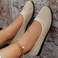 thumbnail image 2 of Rokment Women's Solid Knitted Wedges Ballet Flat Slip on Socks Dress Shoes Comfortable Fashion Casual Round Toe Low Heels Walking Driving Loafers for Spring Fall Beige Size 8.5, 2 of 6