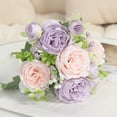 thumbnail image 6 of Artificial Peony Wedding Bouquet, Ongmies Small Rose & Persian Peony Artificial Flower Bundle: Ideal for Home & Wedding Bouquet Decorations, Indoor Fake Bouquet, 6 of 8