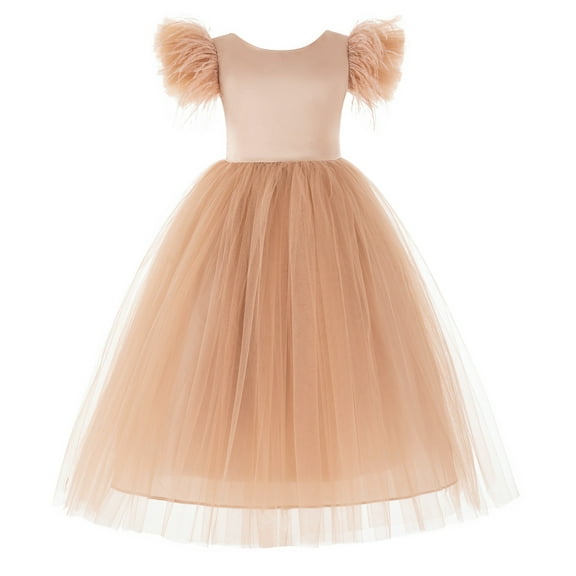 Ekidsbridal Vintage Corset Feather Flower Girl Dress Photoshoot Dresses for Toddler Girls Formal OS1 6