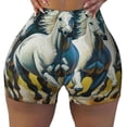 thumbnail image 2 of Rateoe Running horses Printed Power Workout Shorts for Women Tummy Control Squat Proof Ribbed Thick Seamless Scrunch Active Short-Large, 2 of 8