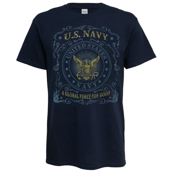 U.S. Navy Emblem "A Global Force For Good" Men's Graphic T-Shirt in Navy, Medium