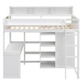 thumbnail image 3 of Euroco Pine Wood Twin Size Loft Bed with Desk, Wardrobe with Clothes Hanger and Display Shelves for Kids Bedroom, White, 3 of 10