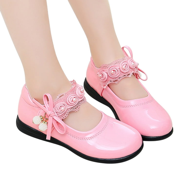 Lovskoo Girls Closed Toe School Uniform Shoes Dress Shoes Strap Formal Slip-On  Princess Leather Shoes (Toddler, Little Kid, Big Kid) Pink 