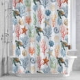 thumbnail image 2 of Summer Ocean Bathroom Shower Curtain, Blue Nautical Sea Turtles Shells Corals Starfish Waterproof Washable Soft Bath Curtain for Bathtub Decor with 12 Hooks&Grommet, 36x72 Inch, 2 of 9