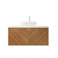 thumbnail image 3 of LiviNest 36" Bathroom Vanity with Sink: Wall Mounted Floating Cabinet with Herringbone Wood Doors & Glass Basin - Modern Storage for Small Bathrooms & Apartments, 3 of 6
