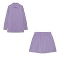 thumbnail image 5 of Pyhlmscde Women's Spring/Summer Fashion Set Casual Color Blocked Single Breasted Shirt Elastic Shorts Two Piece Set, Linen Shorts Set, Zeagoo Button Down Shirts for Women, Coord Sets for Women Summer, 5 of 5