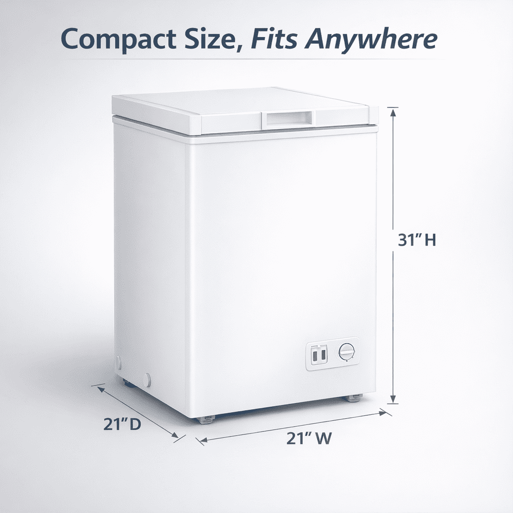 Ecotronic 3.8 Cu. Ft. Compact Chest Freezer, Deep Freezer with Adjustable Thermostat, Energy Saving, Low Noise, Small Freezer for Garage, Apartment, Kitchen, White