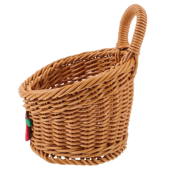 FONDOTIN Sundries Storage Basket Wall Hanging Organizer Woven Rattan Style Material 1 Piece