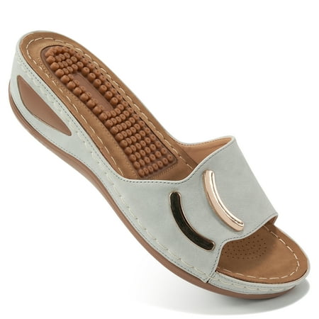 

Aomigoct Womens Sandals for Women Wedge Ladies Casual Platform Open Toes Slides