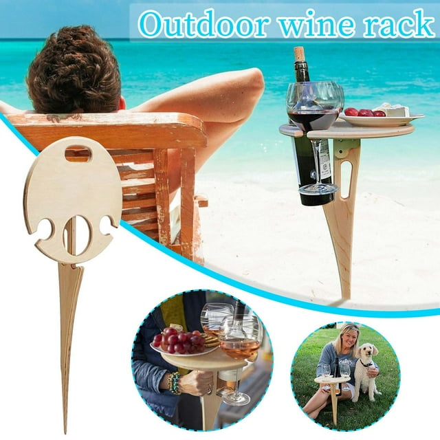 Fiudx Botellero para Exteriores, Diseño Plegable Portátil, Incluye Copas de Vino, Asas de Transporte Prácticas, Perfecto para Picnics, Playa y Camping, Fácil de Instalar, Único y Elegante, Tamaño Com