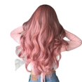 thumbnail image 3 of Peluca de fibra química de estilo europeo y americano elegante de pelo rizado de longitud media de color rosa degradado para mujer, 3 of 3