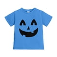 thumbnail image 3 of RUTAYY Girls Halloween Graphic T-Shirt Crew Neck Pumpkin Print Short Sleeve Casual Tee Blue, 3 of 5