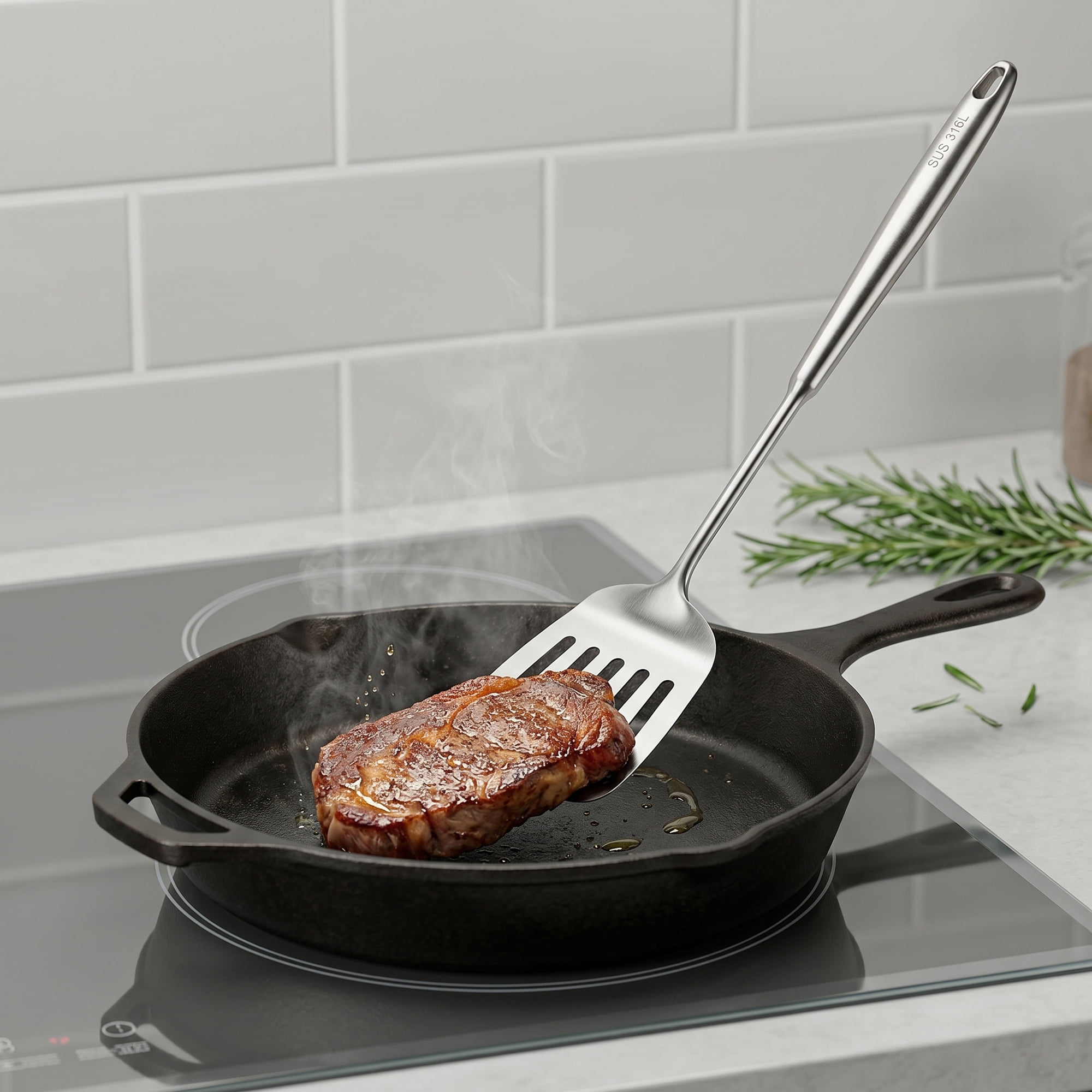 Unique Bargains Stainless Steel Cooking Utensil Set for Home and Cooking Silver B 2pcs