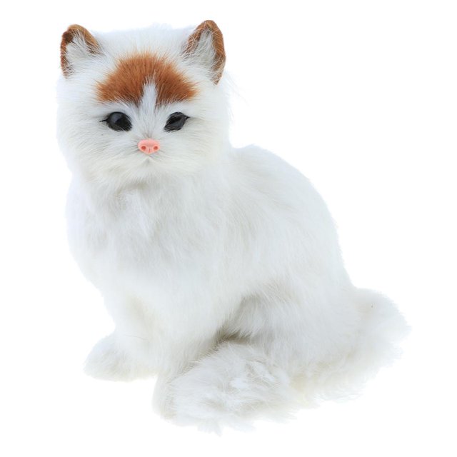 Juguete de peluche de caballo o gato de simulación para decoración del hogar y jardín de hadas Gato blanco