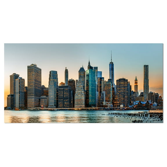 Designart 'New York City Skyline ' Photography Canvas Art Print