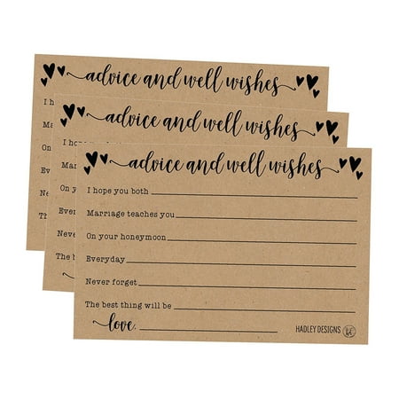 50 4x6 Kraft Rustic Wedding Advice & Well Wishes For The Bride and Groom Cards, Reception Wishing Guest Book Alternative, Bridal Shower Games Note Card Marriage Best Advice Bride To Be or For Mr &