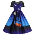 thumbnail image 1 of Vestido de Halloween retro de encaje, disfraces de mujer, manga corta, años 50 y 60, vestidos de fiesta vintage, ropa de Halloween aterradora con calavera y bruja para Cosplay, 1 of 5