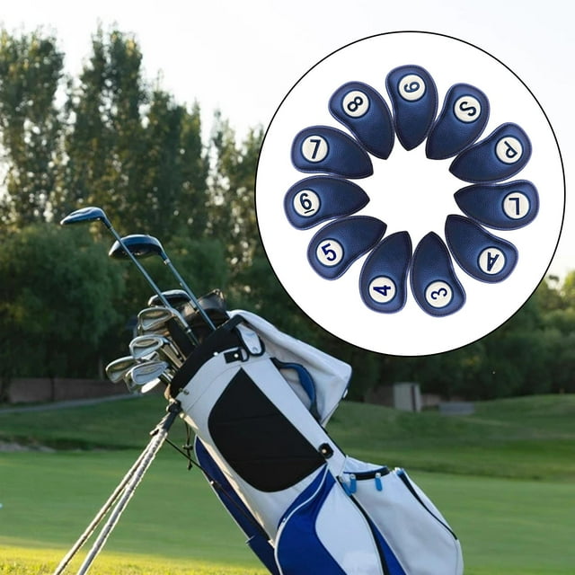 Cubierta de cabeza de palos de golf Perfecl Piel Sintética Azul 11 Piezas