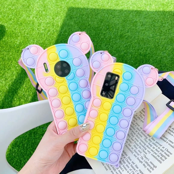 YSTINNG Pop Bubbles phone case suitable for Samsung, cute cartoon mouse rainbow Pop shock-absorbing silicone soft phone case B311-3990