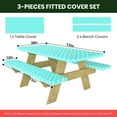 thumbnail image 3 of Picnic Table Cover with Bench Covers: 6ft Waterproof Elastic Fitted Tablecloth Cover - 3-Piece Set Vinyl Tablecloth with Flannel Backing for Picnic Camping Party Indoor Outdoor Light Blue 72"x30", 3 of 7