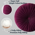 thumbnail image 5 of Velvet 18-Inch Round Decorative Pillow Burgundy for Couch Décor (Set of 2), 5 of 6