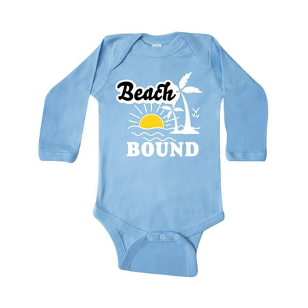 

Inktastic Beach Bound with Sun and Palm Trees Gift Baby Boy or Baby Girl Long Sleeve Bodysuit