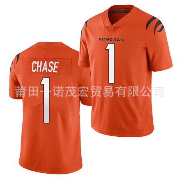 Bengals Football Jersey Embroidered Rugby Uniform 1#Chase 9#Burrow 85# Replica Player Name Jersey -WEVALLEY