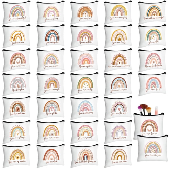 Bolsa de maquillaje Pinkunn Boho Canvas, 32 unidades, para mujeres y niñas