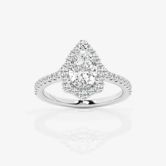 Zoya Jewel Pear Cut 1.8 Ct VVS1/D Moissanite Ring - 14K White Gold Plated Anniversary Wedding Rings - Simple Milgrain Solitaire Jewelry