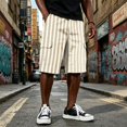 thumbnail image 2 of Mens Baggy Shorts Drawstring High Waist Striped Cargo Shorts Summer Causal Sport Shorts with Multi-Pockets, M, 2 of 6