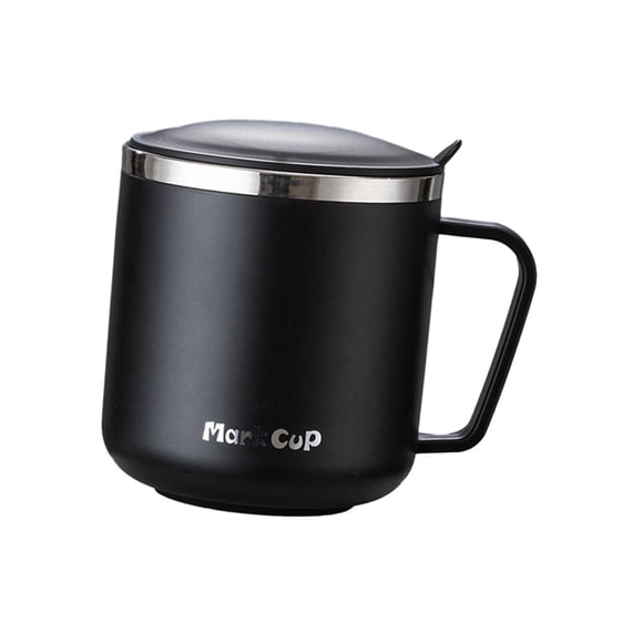 Tasses à Café, Tasse à Café en Acier Inoxydable 304, Tasse d'Eau Isolée Thermiquement, Verres à Boire en Métal avec Échelle, Tasse à Thé de Camping 400ml, Maison Bureau Noir