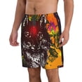 thumbnail image 2 of Susaid Wolf With Wildflowers Print Men's Swim Trunks Hawaiian Bathing Mesh Lining Suit Swimsuits Beach Shorts with Pockets-Small, 2 of 6
