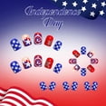 thumbnail image 5 of 4th Of July Independence Day French Tip Press-On Nails, Almond,Red White Blue, Short, 24 Count,A, 5 of 10