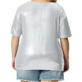 thumbnail image 3 of Lixiuxyad Women'S T-Shirts Women's Loose Large Size Round Neck Solid Color Bright Short Sleeve T Shirt,Silver XXL, 3 of 5