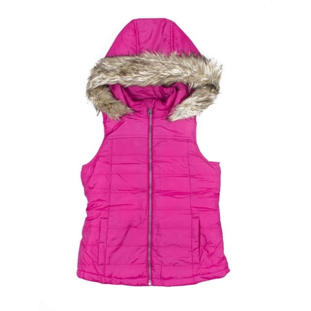 PS FROM AEROPOSTALE Fur Trim Hooded Vest (Little Girls & Big Girls)