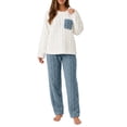 thumbnail image 5 of Miqool Womens Fuzzy Fleece Pajama Sets 2 Piece Long Sleeve Winter Warm Loungewear Sleepwear with Pocket, 5 of 9