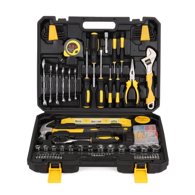 yeacher Ensemble d'Outils 108 Pcs Quincaillerie Domestique Outils à Main Combinaison Kit de Réparation Auto Boîte à Outils