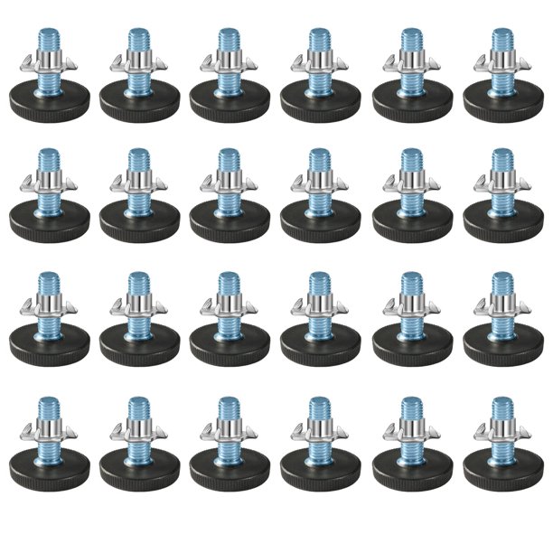 Wafjamf 24 piezas niveladores de muebles ajustables con rosca M8, patas de tornillo de acero roscadas, patas niveladoras, atornilladas con tuercas en T, deslizamiento para mesa, silla, patas de mueble
