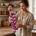 thumbnail image 7 of Artificial String of Purple Garlic Fake Vegetable Kitchen Wall Hanging Decor, 7 of 7