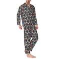thumbnail image 2 of Cauagu Funny Owls Print Men's Long-Sleeve Pajama Set,Soft Button-Front 2Pjs for Men Long Sleeve Men’s Sleepwear-Small, 2 of 7